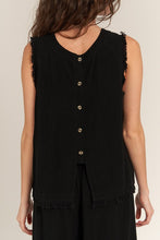 Black Back Button Detail Sleeveless Top