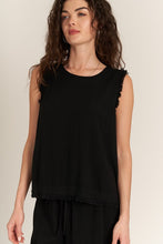 Black Back Button Detail Sleeveless Top