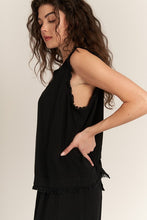 Black Back Button Detail Sleeveless Top