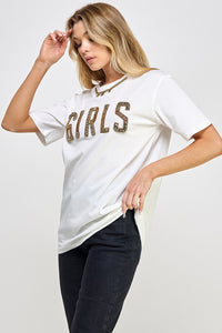 White Rhinestone N Bid Graphic T Shirt