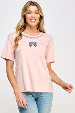 Pink Rhinestone Detail T Shirt