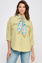 Lime Neck Tie Button Shirt