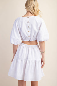 White Puff Sleeve Mini Dress