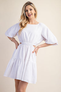 White Puff Sleeve Mini Dress