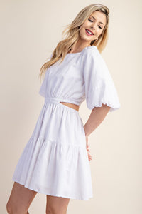 White Puff Sleeve Mini Dress
