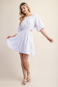 White Puff Sleeve Mini Dress