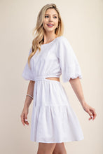 White Puff Sleeve Mini Dress