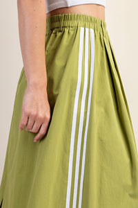 Sage Elastic Waistband Midi Skirt