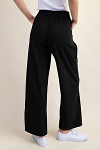 Black Drawstring Elastic Waistband Pants