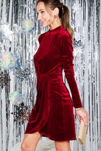 Burgundy Pin-Tuck Detail Body Con Mini Velvet Dress