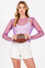 Purple Rhinestone Studded Long Sleeve Top