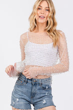 White Rhinestone Studded Long Sleeve Top