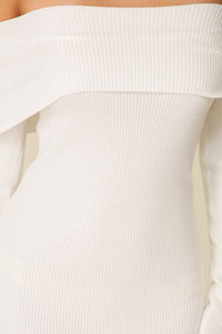 White Bare Elegance Off Shoulder Bodycon Dress