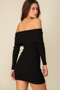 Black Bare Elegance Off Shoulder Bodycon Dress