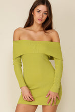 Lime Bare Elegance Off Shoulder Bodycon Dress