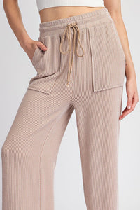 Coco Textured Drawstring Straight Leg Pants