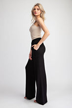 Black Textured Drawstring Straight Leg Pants