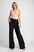 Black Textured Drawstring Straight Leg Pants