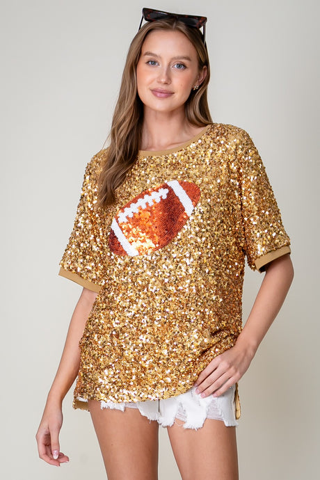 Gold Game Day Football Sparkly Top