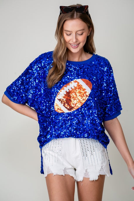 Royal Game Day Football Sparkly Top