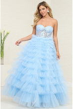 Baby Blue Sleeveless/Strapless Sweetheart Illusion Top Ruffl