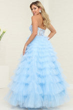 Baby Blue Sleeveless/Strapless Sweetheart Illusion Top Ruffl