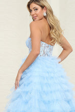 Baby Blue Sleeveless/Strapless Sweetheart Illusion Top Ruffl