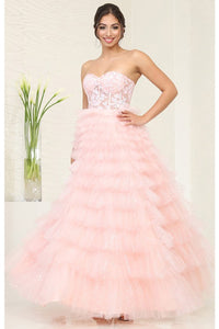 Blush Sleeveless/Strapless Sweetheart Illusion Top Ruffl