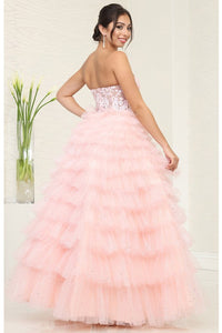 Blush Sleeveless/Strapless Sweetheart Illusion Top Ruffl