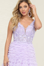 Lilac Sleeveless/Strapless Sweetheart Illusion Top Ruffl