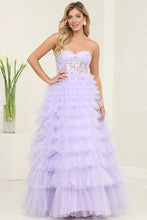 Lilac Sleeveless/Strapless Sweetheart Illusion Top Ruffl