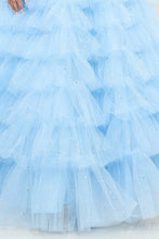 Baby Blue Sleeveless/Strapless Sweetheart Illusion Top Ruffl