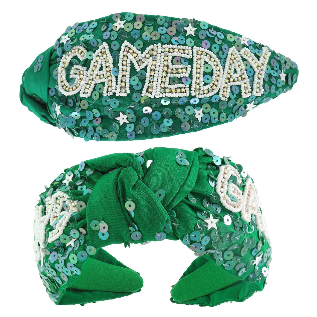 Grwt Gameday Top Knotted Jeweled Beaded Headband