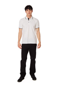 White Men's Pique Short Sleeve Polo Shirt