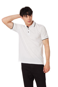 White Men's Pique Short Sleeve Polo Shirt