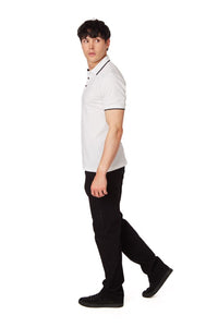 White Men's Pique Short Sleeve Polo Shirt