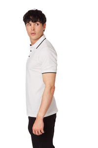 White Men's Pique Short Sleeve Polo Shirt