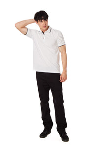 White Men's Pique Short Sleeve Polo Shirt