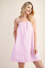 Pink Striped Mini Dress With Crisscross Open Back