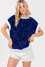 Royal/White Gameday Velvet Seuquin Top