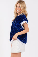 Royal/White Gameday Velvet Seuquin Top