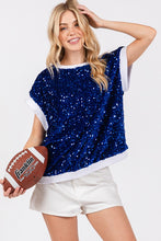 Royal/White Gameday Velvet Seuquin Top