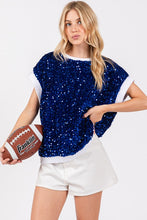 Royal/White Gameday Velvet Seuquin Top