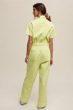 Neon Green Linen Utility Jumpsuit