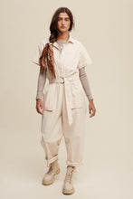 Cream Linen Utility Jumpsuit