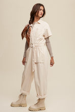 Cream Linen Utility Jumpsuit