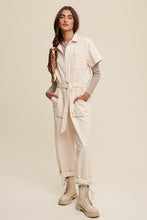 Cream Linen Utility Jumpsuit