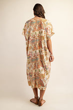 Gold Vibrant printed Caftan Style Dress