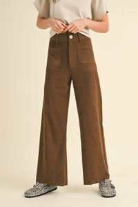 Brown Corduroy With Front Pocket Pants