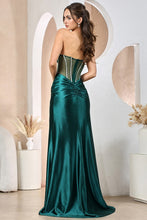 Black Emerald Sleeveless/Strapless Illusion Top Satin Mermaid Dress